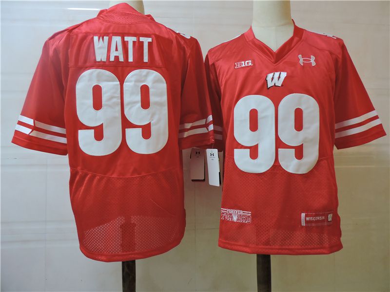 Men Wisconsin Badgers 99 Watt Red Elite 2025 NCAA Jersey